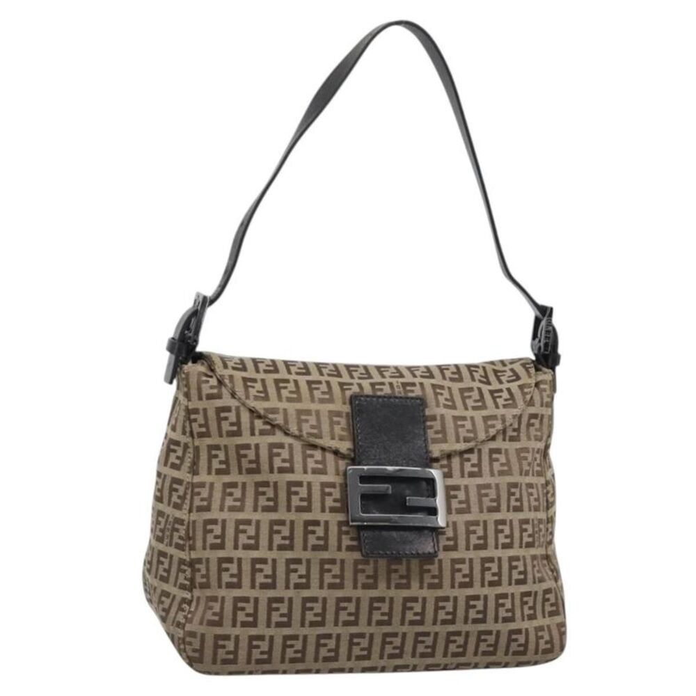 Fendi Mamma Baguette Canvas Beige Canvas Handbag